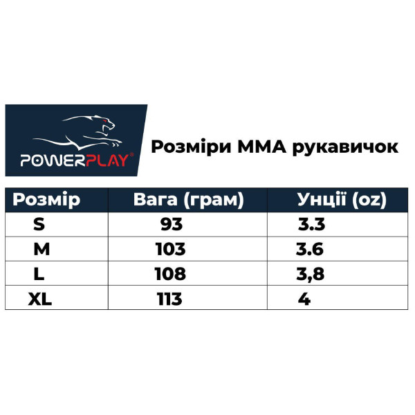 Рукавиці для MMA PowerPlay 3058 Чорно-Сині XL