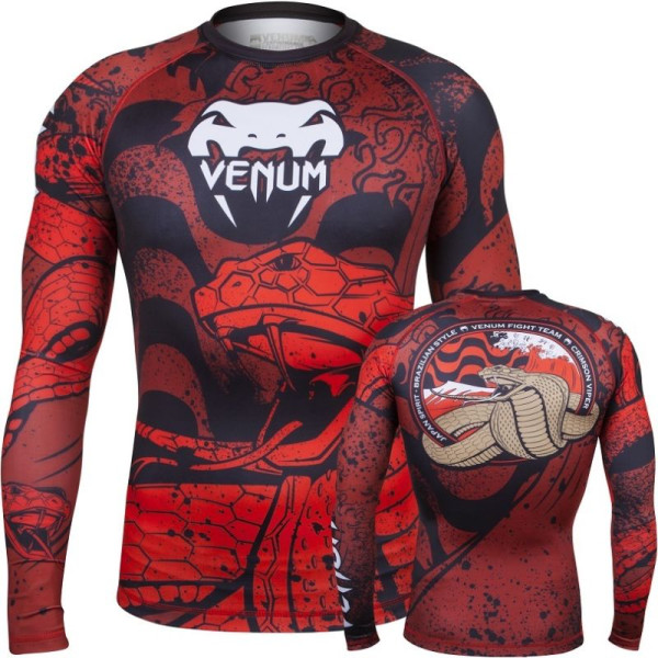  Рашгард Venum Crimson Viper Rashguard Black Red с длинным рукавом