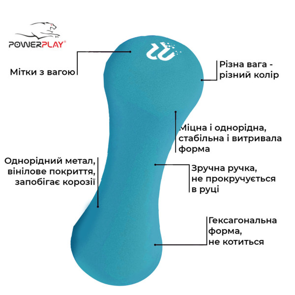 Гантеля PowerPlay 4126 неопренова 1 кг
