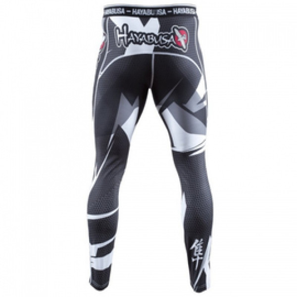 Компрессионные штаны Hayabusa Metaru 47 Silver Compression Pants Black White
