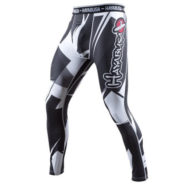 Компрессионные штаны Hayabusa Metaru 47 Silver Compression Pants Black White