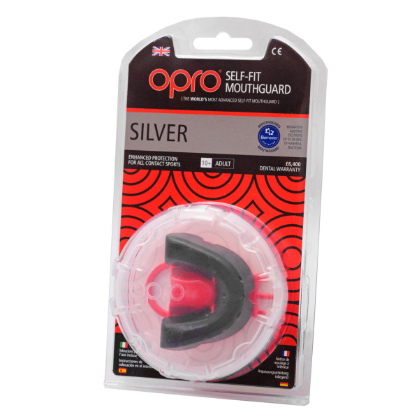 Капа боксерська OPRO Silver Black/Red (art.002189001)