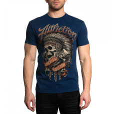Футболка Affliction Mens Gearhead Short Sleeve Tee Navy Lava Wash