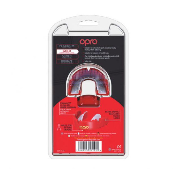 Капа OPRO Gold Braces Red/Pearl (art.002227008)