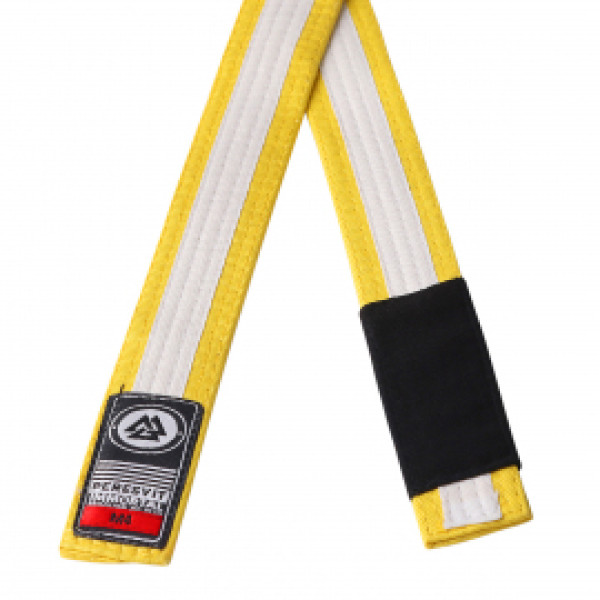 Детский пояс для кимоно Peresvit BJJ Belt Kid's Yellow White Stripe