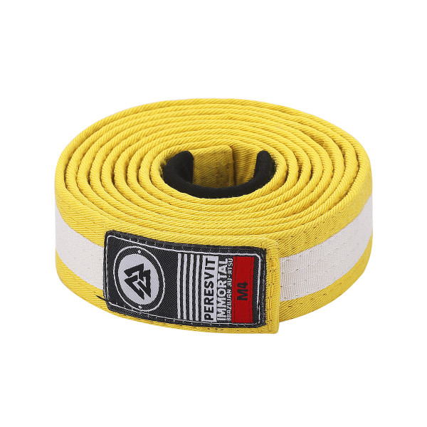 Детский пояс для кимоно Peresvit BJJ Belt Kid's Yellow White Stripe