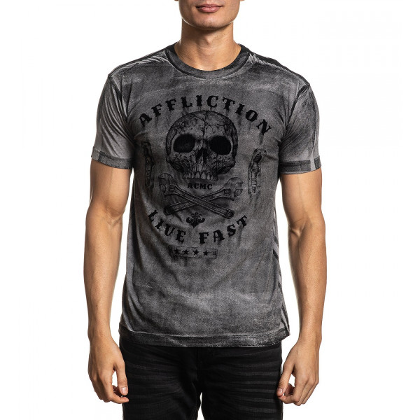 Футболка Affliction Garage Dusk SS Tee Silver