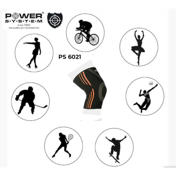 Наколінники Power System PS-6021 Knee Support Evo Black/Orange (пара) XL