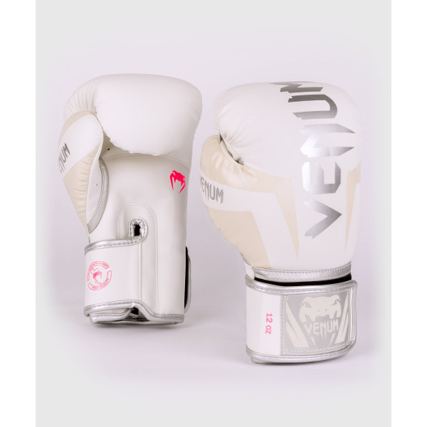 Боксерские перчатки Venum Elite Boxing Gloves White Silver Pink