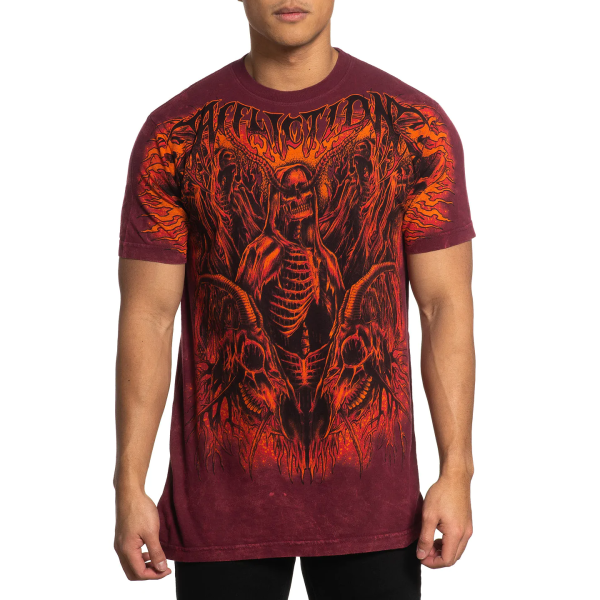 Футболка Affliction Post Human Burgundy Lava Wash