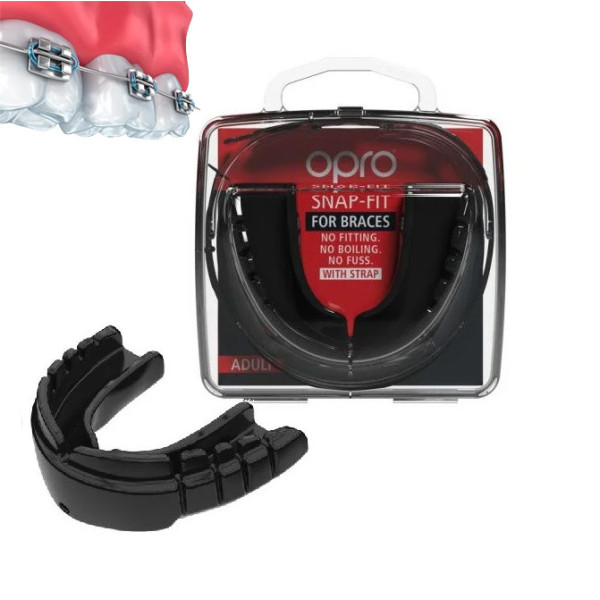 Капа боксерська OPRO Snap-Fit FOR BRACES Black (art.002318001)