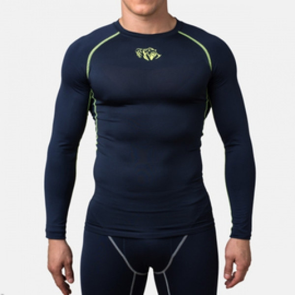 Компрессионная футболка Peresvit Air Motion Navy Flu Yellow Long Sleeve