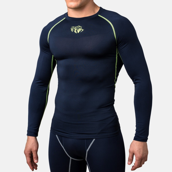Компрессионная футболка Peresvit Air Motion Navy Flu Yellow Long Sleeve