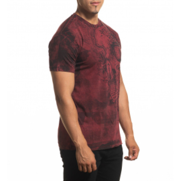Футболка Affliction Phychosis A24332 Burnt Red Lava Wash