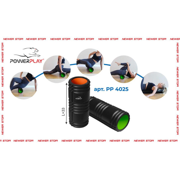 Масажний ролик PowerPlay 4025 Чорно-Помаранчевий