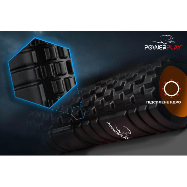 Масажний ролик PowerPlay 4025 Чорно-Помаранчевий