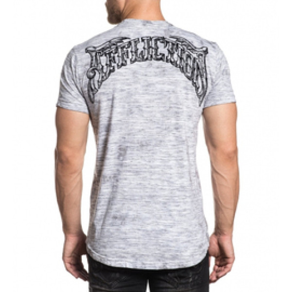 Футболка Affliction Midnight Dirge SS Tee White Lt.Grey Ice Wash
