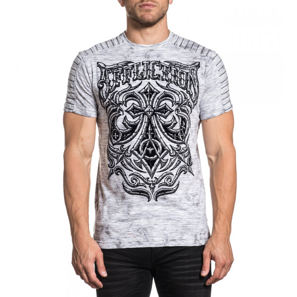 Футболка Affliction Midnight Dirge SS Tee White Lt.Grey Ice Wash
