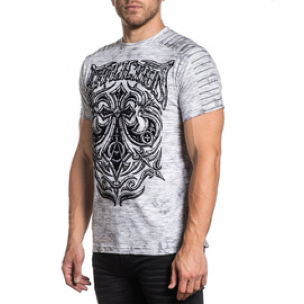 Футболка Affliction Midnight Dirge SS Tee White Lt.Grey Ice Wash