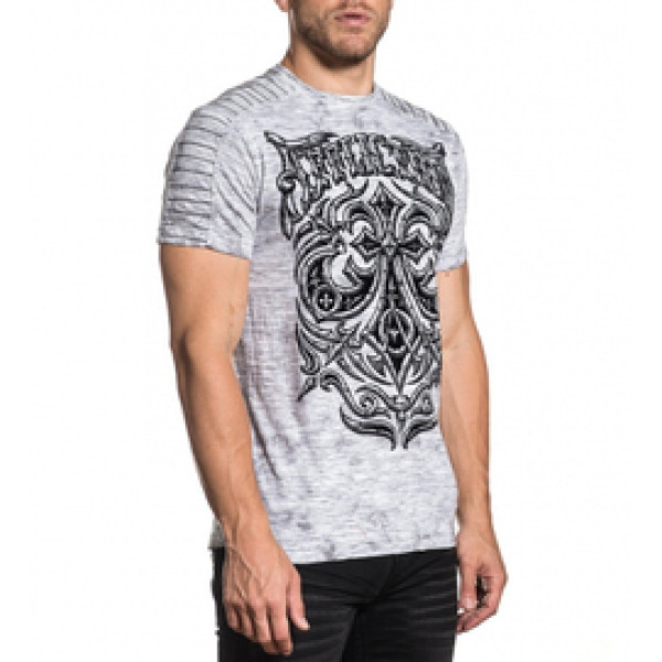 Футболка Affliction Midnight Dirge SS Tee White Lt.Grey Ice Wash