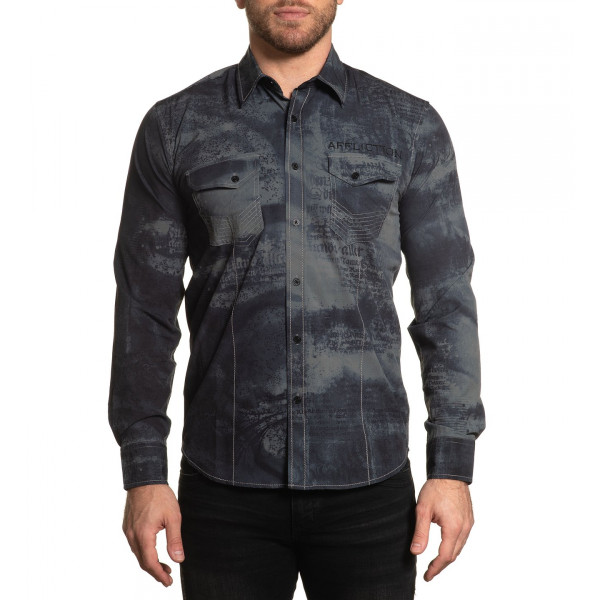 Рубашка Affliction Traction LS Woven Dusty Olive