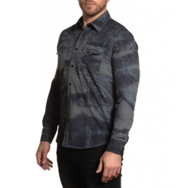Рубашка Affliction Traction LS Woven Dusty Olive
