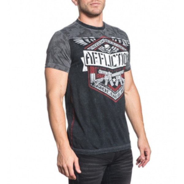Футболка Affliction Deployed Panel SS Tee Black