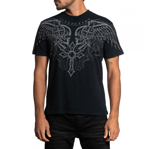 Футболка Affliction Milan SS Tee Black Lawa Wash