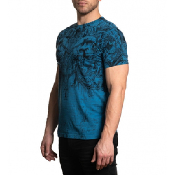 Футболка Affliction Shred Tactic SS Tee Pacific Blue