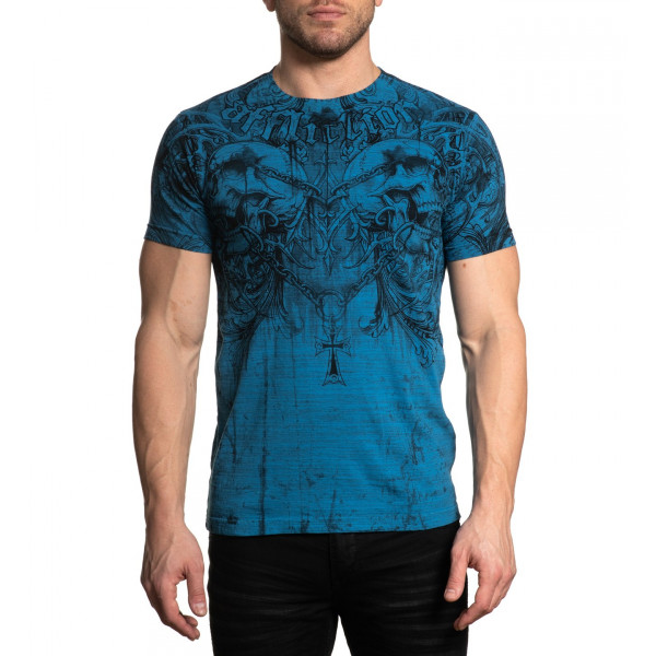 Футболка Affliction Shred Tactic SS Tee Pacific Blue