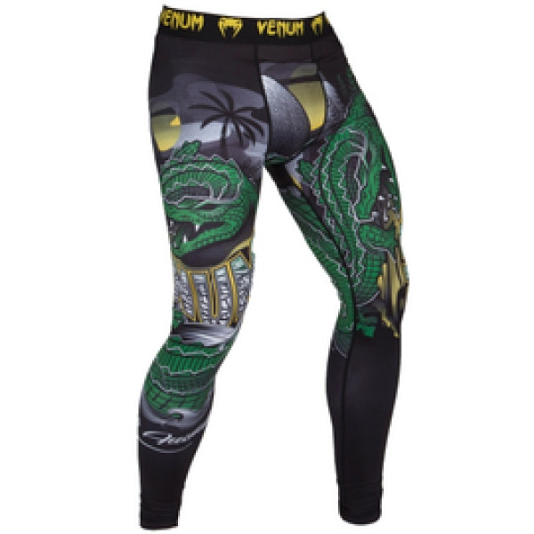 Компрессионные штаны Venum Crocodile Spats Black Green