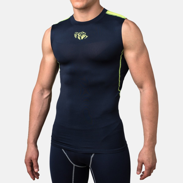 Компрессионная футболка без рукавов Peresvit Air Motion Navy Flu Yellow Tank