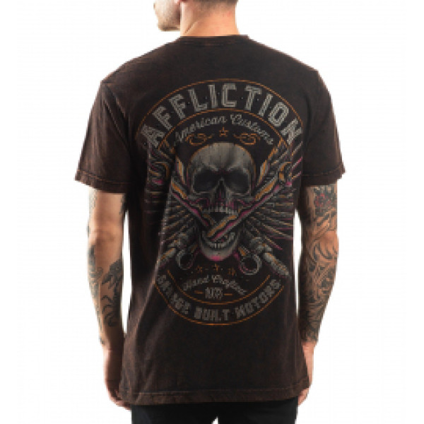 Футболка Affliction AC Chop Shop Black Brown Lava Wash