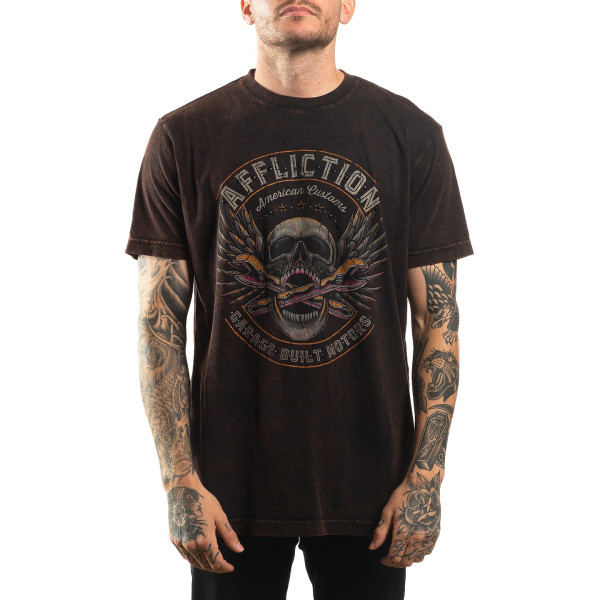 Футболка Affliction AC Chop Shop Black Brown Lava Wash