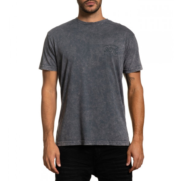Футболка Affliction Custom Garage SS Tee Charcoal Lava Wash