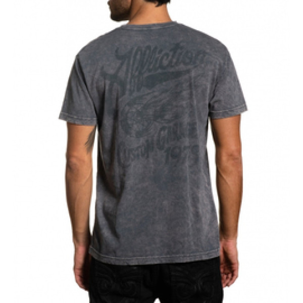 Футболка Affliction Custom Garage SS Tee Charcoal Lava Wash