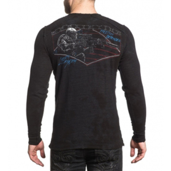Термалка Affliction Full Metal Jacket LS Thermal Charcoal Crystyal Wash Black