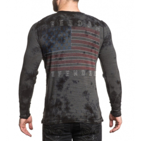Термалка Affliction Full Metal Jacket LS Thermal Charcoal Crystyal Wash Black