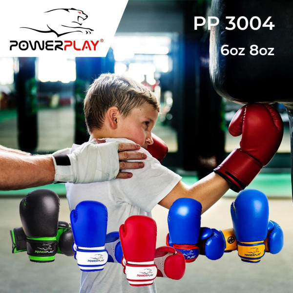 Боксерські рукавиці PowerPlay 3004 JR Чорно-Зелені 6 унцій