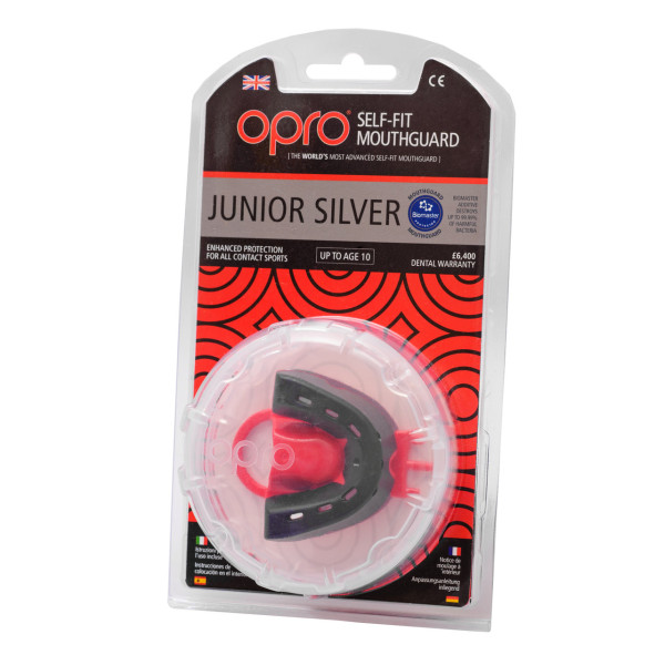 Капа боксерська OPRO Junior Silver Black/Red (art.002190001)