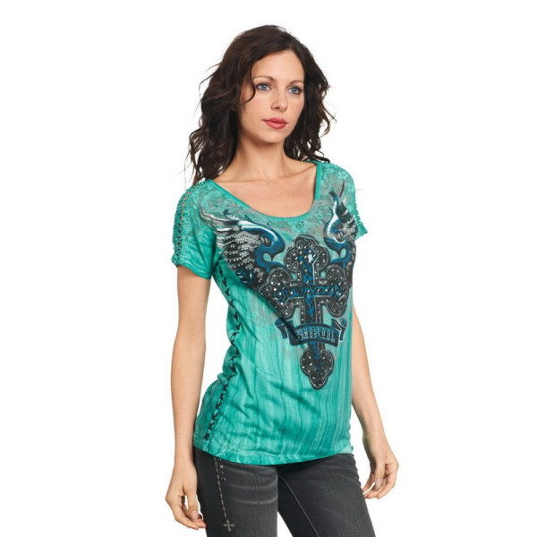 Женская футболка Sinful Feline Lace Panel Tee