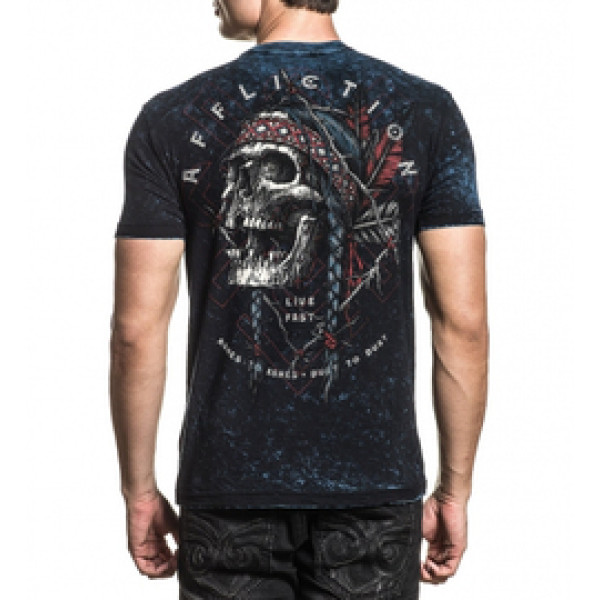 Двухсторонняя футболка Affliction AC Prarie Storm SS Rev Tee Black Pacific Blue Lava Tint