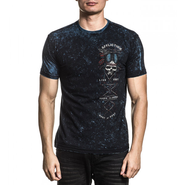 Двухсторонняя футболка Affliction AC Prarie Storm SS Rev Tee Black Pacific Blue Lava Tint