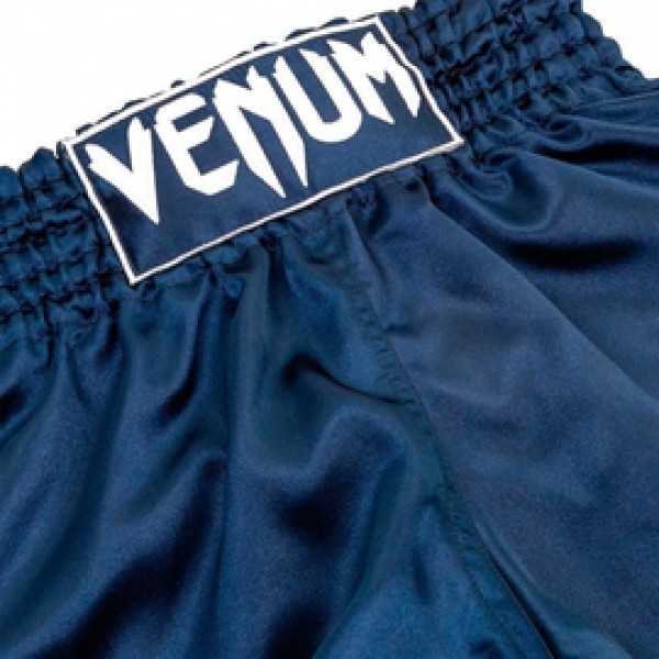 Шорты для тайского бокса Venum Muay Thai Shorts Classic Navy Blue White