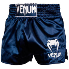 Шорты для тайского бокса Venum Muay Thai Shorts Classic Navy Blue White