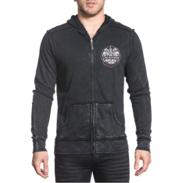 Двусторонняя толстовка Affliction High Speed Zip Up Hoodie Black