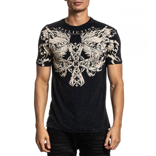 Футболка Affliction Mire SS Tee Black Lava Wash