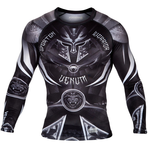 Рашгард Venum Gladiator 3.0 Rashguard Black White Long Sleeves