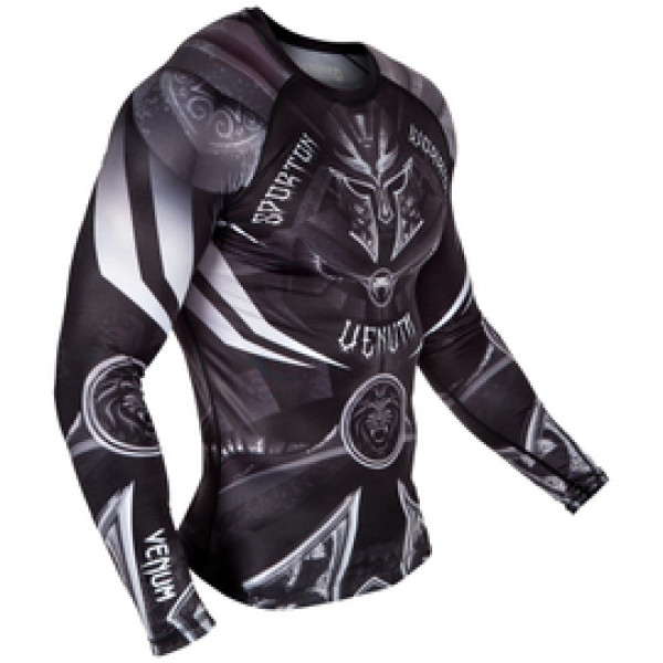 Рашгард Venum Gladiator 3.0 Rashguard Black White Long Sleeves