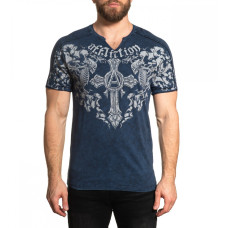 Футболка Affliction Bias SS Slit Neck Black Navy Lava Tint Wash
